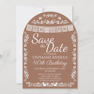 Terracotta Cielito Lindo Save-the-Date 40. Geburts Einladung