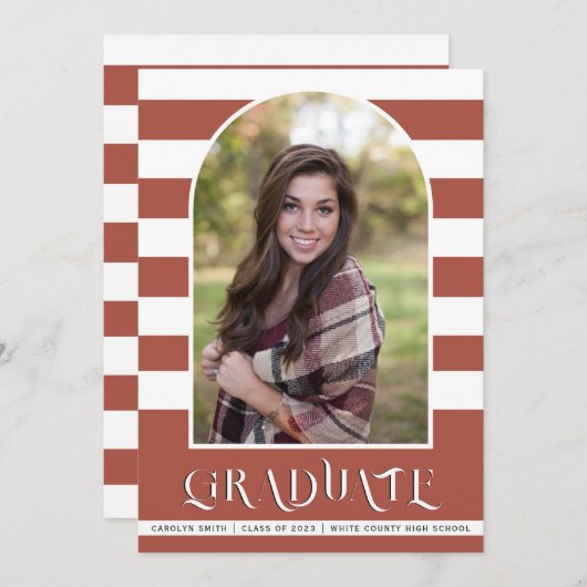 Terracotta Class of 2023 arch Foto Abschluss Ankündigung (Vorne/Hinten)