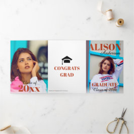 Terracotta Class of 2025 Abschluss Foto Dreifach Gefaltete Ankündigung