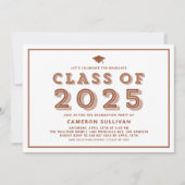 Terracotta Class of 2025 Cap Retro Abschluss Einladung (Vorderseite)