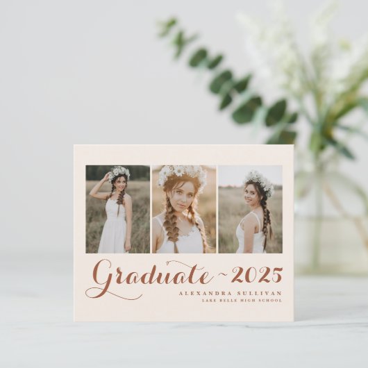 Terracotta Class of 2025 Foto Collage Abschluss (Stehend Vorderseite)