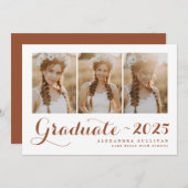 Terracotta Class of 2025 Foto Collage Abschluss Einladung (Vorne/Hinten)