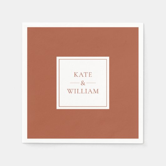 Terracotta Classic Moderne Hochzeit Serviette (Vorderseite)