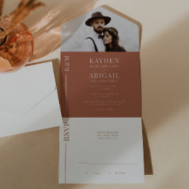 Terracotta Clean Line Hochzeitseinladung All In One Einladung