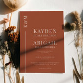 Terracotta Clean Line Minimalistische Hochzeit Einladung