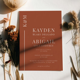 Terracotta Clean Line Minimalistische Hochzeit Einladung