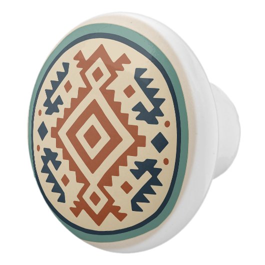 Terracotta Cobalt Diamond Zapotec Keramik Knob Keramikknauf (Rechts)