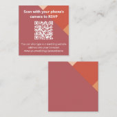 Terracotta Color Block QR Code Hochzeitswebsite Begleitkarte (Vorne/Hinten)