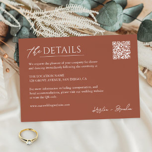 Terracotta Color Wedding Details QR Code Begleitkarte