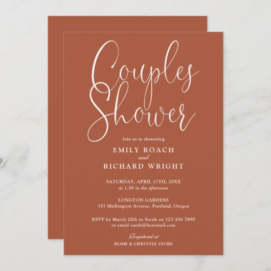 Terracotta Couples Bridal Polterabend Einladung (Vorne/Hinten)