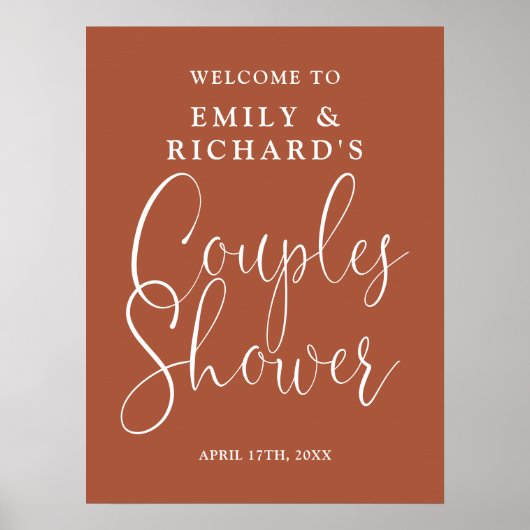 Terracotta Couples Dusche Begrüßungszeichen Poster (Vorne)