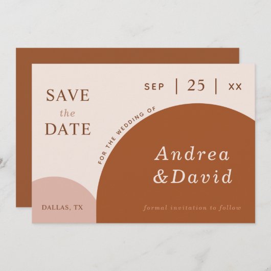 Terracotta & Cream Abstrakt Boho Geometric Arches Save The Date (Vorne/Hinten)