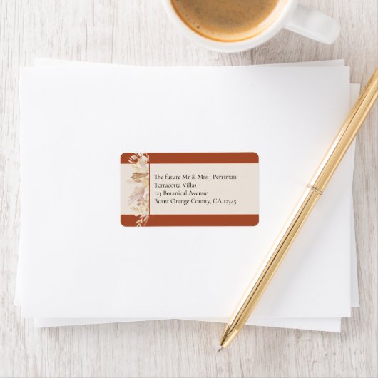 Terracotta Cream Botanical Foliage UAWG Adressaufkleber (Insitu)