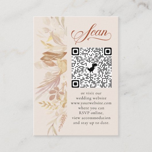 Terracotta Cream Botanical Online UAWG QR Code Begleitkarte (Vorderseite)