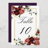 Terracotta Cream Burgund Wedding Tischnummer (Vorne/Hinten)