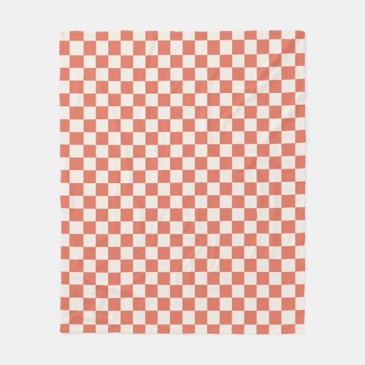 Terracotta Cream Checkered Pattern Fleecedecke (Vorderseite)