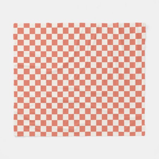 Terracotta Cream Checkered Pattern Fleecedecke (Vorderseite (Horizontal))