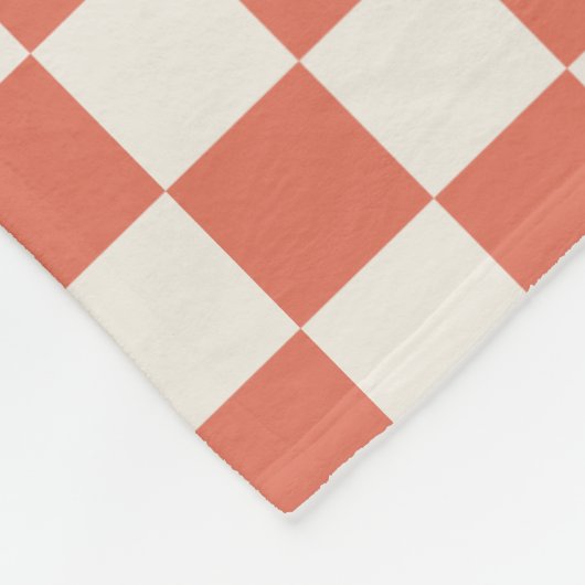 Terracotta Cream Checkered Pattern Fleecedecke (Ecke)