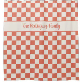 Terracotta Cream Checkered Pattern Individuelle Na Duschvorhang