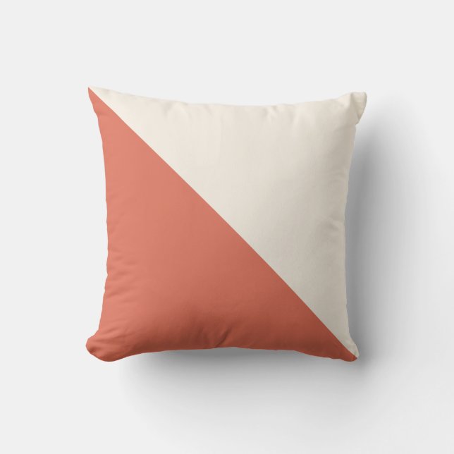 Terracotta & Cream Diagonal Throw Kissen (Vorderseite)