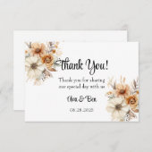 Terracotta Cream Florals Wedding Dankeskarte (Vorne/Hinten)