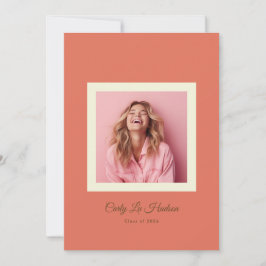 Terracotta Cream Minimal High School Photo Grad Ankündigung