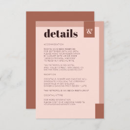 Terracotta Cream Modern Monogram Wedding Details Begleitkarte