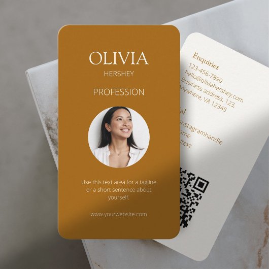 Terracotta & Creamy Ivory Foto SozialQR Code Visitenkarte