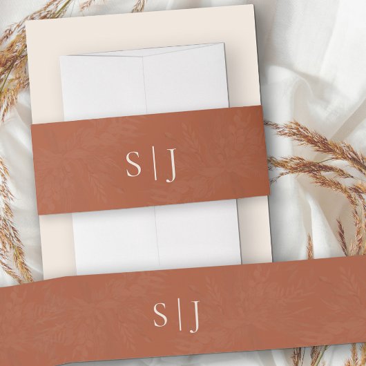 Terracotta Creme Einfach Mit Monogramm Einladungsbanderole