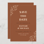 Terracotta Creme Gezeichnet Botanischer Fall Leaf Save The Date (Vorne/Hinten)