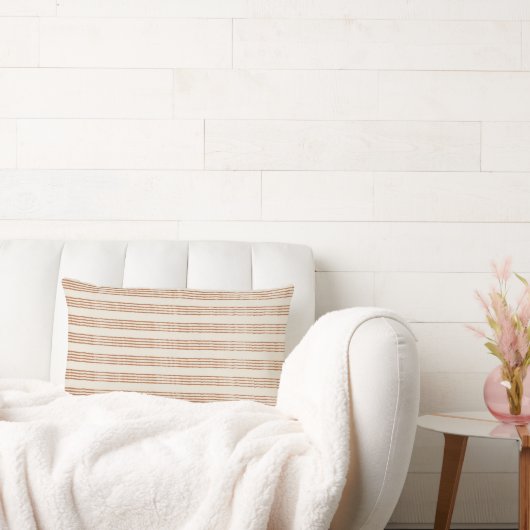 Terracotta Creme Moderner Minimalistischer Streife Lendenkissen (Liege)