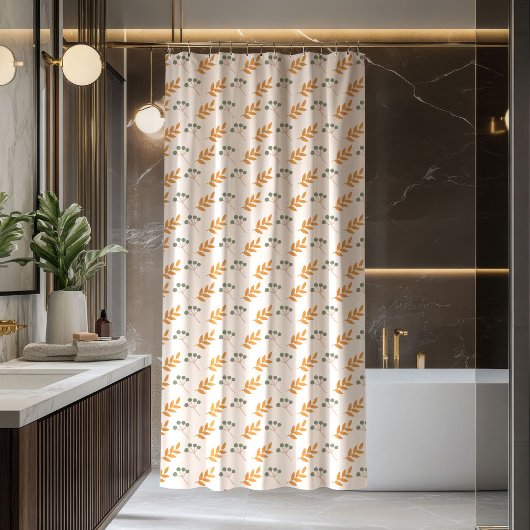 Terracotta Curtain Groovy 70s Flower Design Duschvorhang