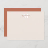Terracotta Custom Coloed Monogram Name Mitteilungskarte (Vorne/Hinten)