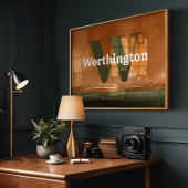 Terracotta Custom Last Name Print Sage Green Art Poster