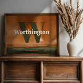 Terracotta Custom Last Name Print Sage Green Art Poster