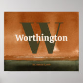 Terracotta Custom Last Name Print Sage Green Art Poster (Vorne)