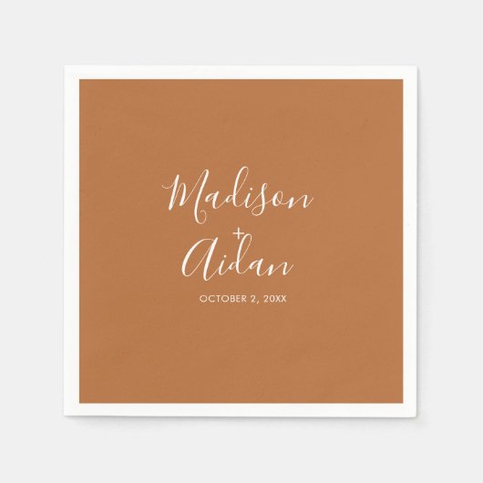 Terracotta Custom Wedding Cocktail Serviette (Vorderseite)