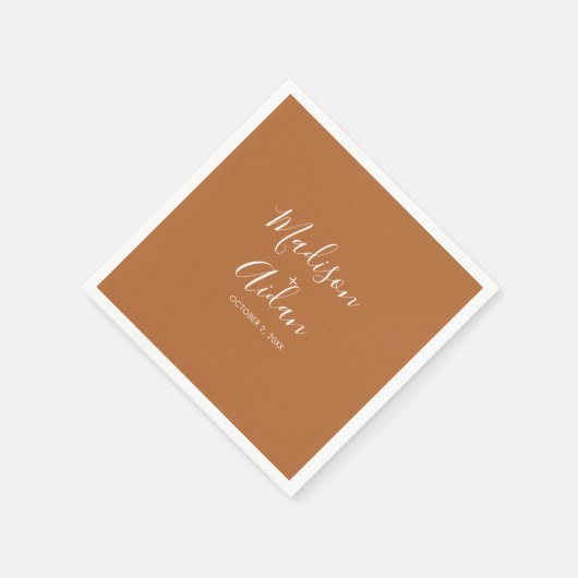 Terracotta Custom Wedding Cocktail Serviette (Ecke)