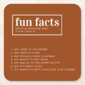Terracotta Custom Wedding Fun Fakten Rechteckiger Pappuntersetzer (Vorderseite)