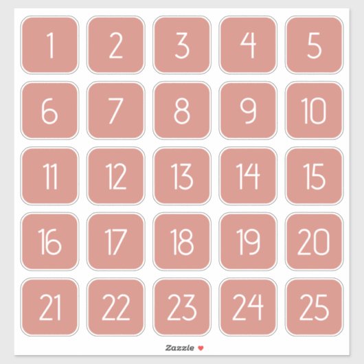 Terracotta Customizable Square Number Stickers  Aufkleber (Blatt)