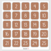 Terracotta Customizable Square Number Stickers  Aufkleber (Blatt)