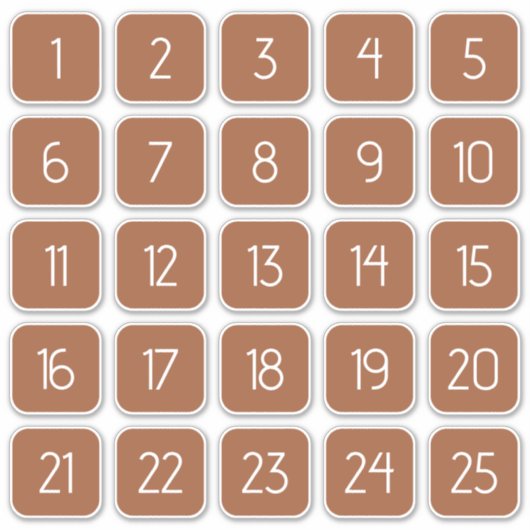 Terracotta Customizable Square Number Stickers  Aufkleber (Vorderseite)