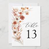 Terracotta Dahlia Wildblume Wedding Tischnummer (Rückseite)