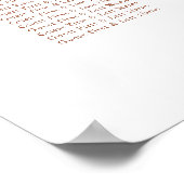 Terracotta Dainty Script Hochzeitsdiagramm Poster (Ecke)