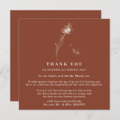 Terracotta Dandelion Boho Indie minimalen Dank Einladung (Vorne/Hinten)