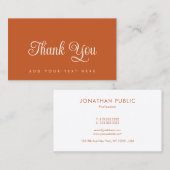 Terracotta Dankeschön Business Cards Elegante Mode Visitenkarte (Vorne/Hinten)