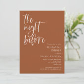Terracotta Das Abendessen vor der Probe Einladung (Stehend Vorderseite)