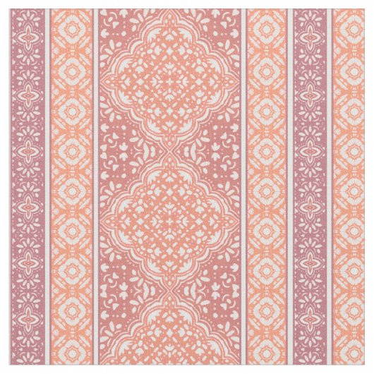 Terracotta Decorative Boho Tile Pattern Stoff (Nahaufnahme)