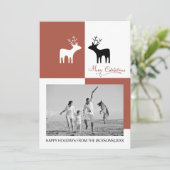 Terracotta deer Merina Weihnachtskalligraphie Foto Feiertagskarte (Stehend Vorderseite)