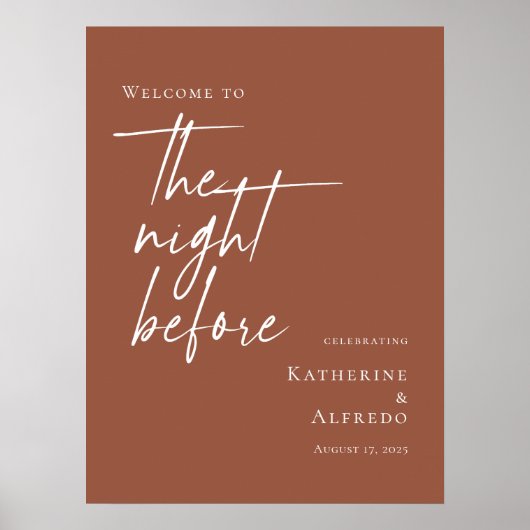 Terracotta Der Abend vor der Probe willkommen Poster (Vorne)